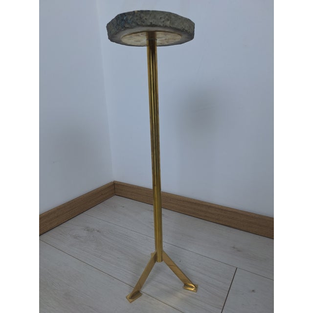 Mid-Century Modern Vintage Brass Ashtray with White Hard Stone For Sale - Image 3 of 7