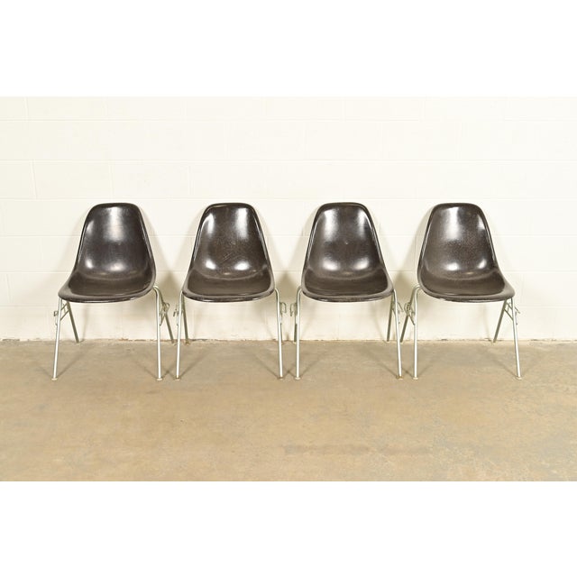 Charles & Ray Eames for Herman Miller DSS Seal Brown Stacking Shell Chairs | Set of Four For Sale - Image 12 of 12