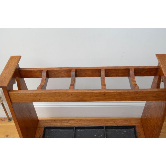 Arts and Crafts Umbrella Stand in Oak, 1890s For Sale - Image 4 of 10