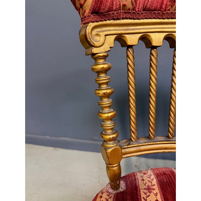 French Napoleon III Giltwood SpindleBack Chair in the Louis XVI Taste Circa 1870 For Sale - Image 11 of 15
