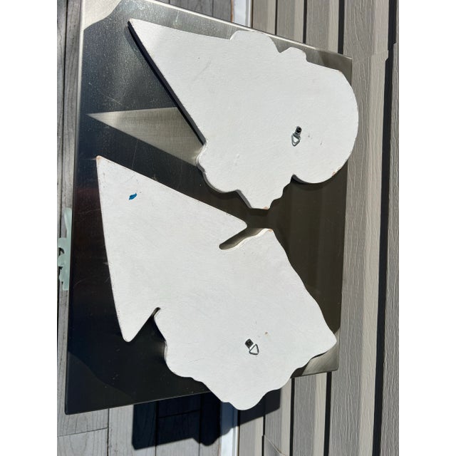 Purple 1980 Couple Face Wood Art Pieces - a Pair For Sale - Image 8 of 9