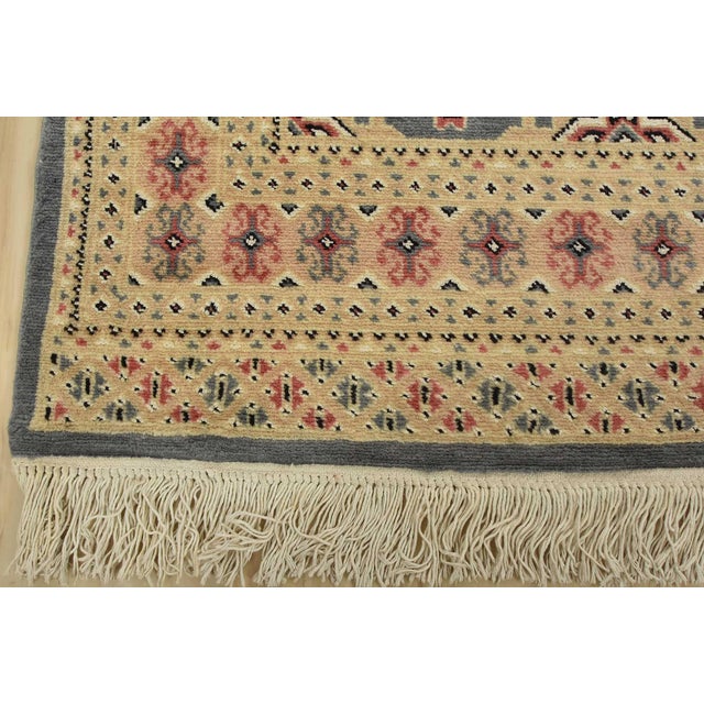 Bokhara Jaldar Rug 4’2” X 6’3” Gray Wool Tribal Hand-Knotted Oriental Carpet For Sale - Image 9 of 12