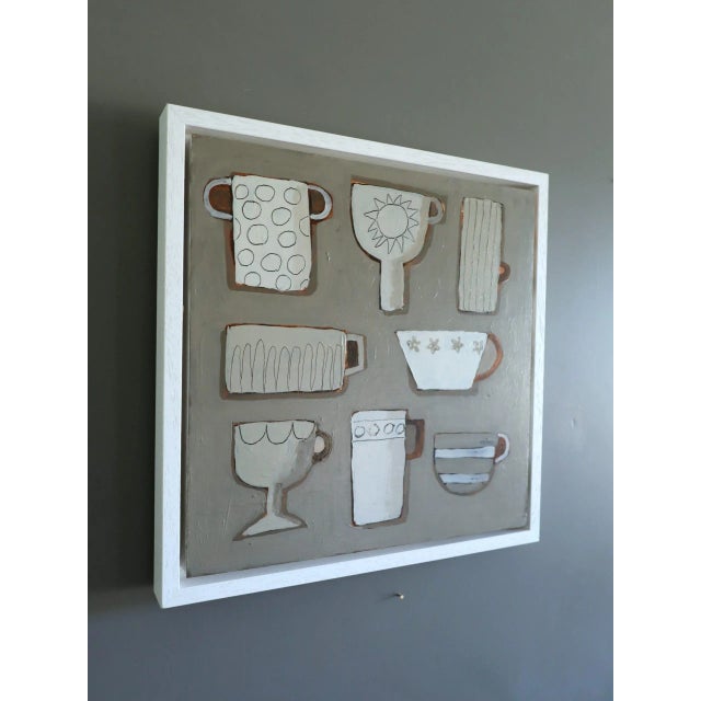 2020s 2025 Contemporary 'Cup Collective' Original Mini Naive Style Acrylic Painting by British Artist Annemarie Derrick, Framed For Sale - Image 5 of 12