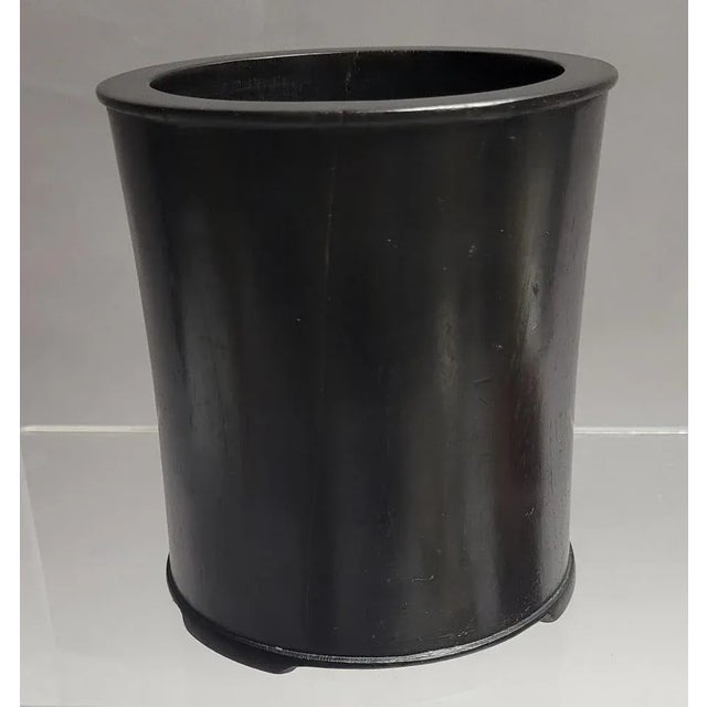 19th C Chinese Zitan Wood Blackwood Brush Pot, Qing Dy For Sale - Image 4 of 9