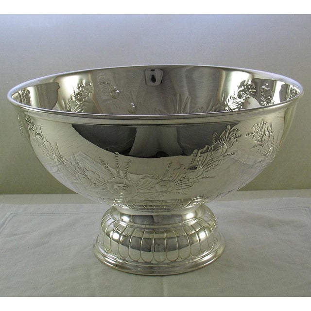 Ref # C 1048 Photo 230 Description: Silver Punch Bowl, Fluted & Chased Pattern : Mayland, Chased - Size : H. 8 in. D.12...
