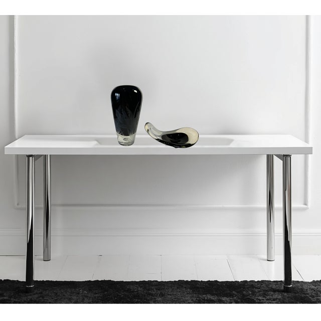 Carl Erickson Biomorphic Art Glass Bowl and Floral Black Sommerso Art Glass Vase Set of 2 For Sale - Image 9 of 14