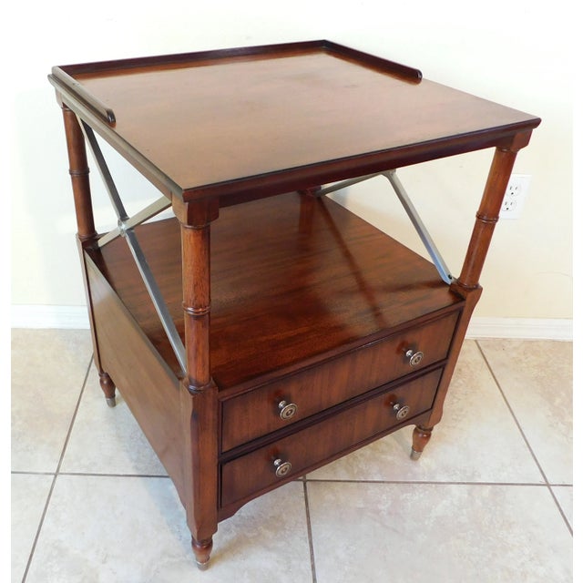 Ethan Allen Mahogany Wood Two Drawer Side/End Accent Table W/ Gallery Top For Sale - Image 12 of 12