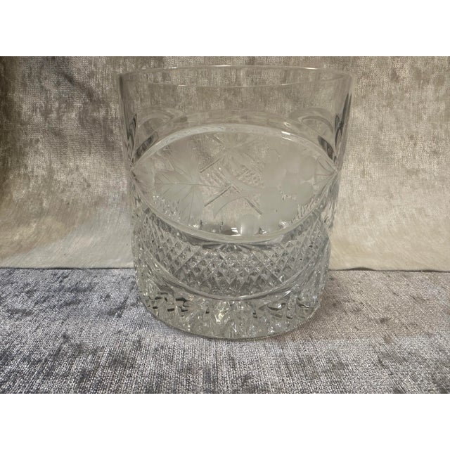 Vintage Heavy Crystal vase, dish, ice bucket or major sipping glass. Beautiful grape and leave etching surrounded by...