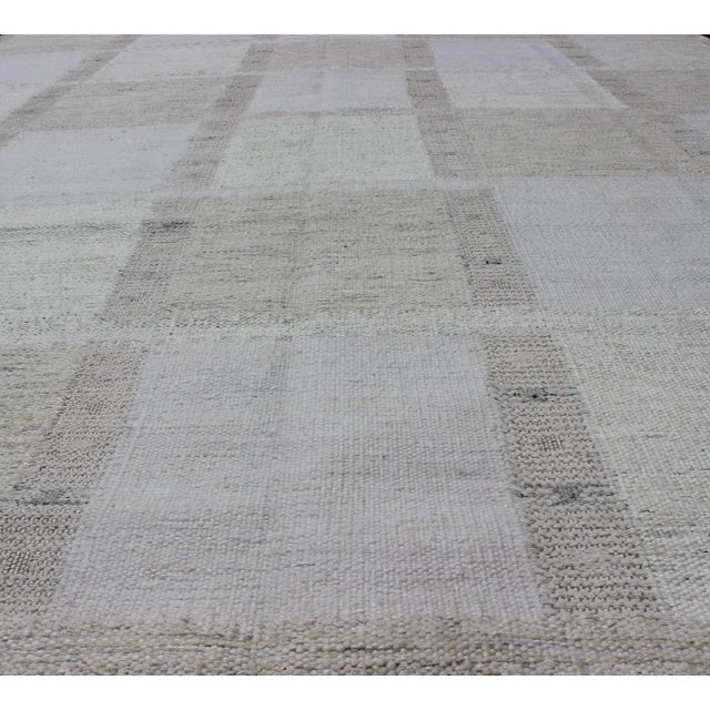 Textile Keivan Woven Arts Modern Scandinavian Flat-Weave Rug Design With Checkerboard Design in Gray Tones For Sale - Image 7 of 11