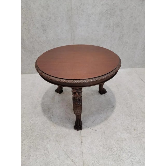 Brown Early 20th Century Antique French Carved Figural Oak Entry Table For Sale - Image 8 of 9