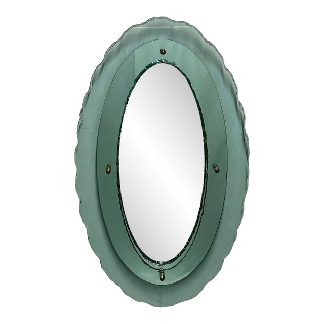 Italian Mid-Century Modern Fontana Arte Oval Glass Mirror or Plateau or Tray For Sale