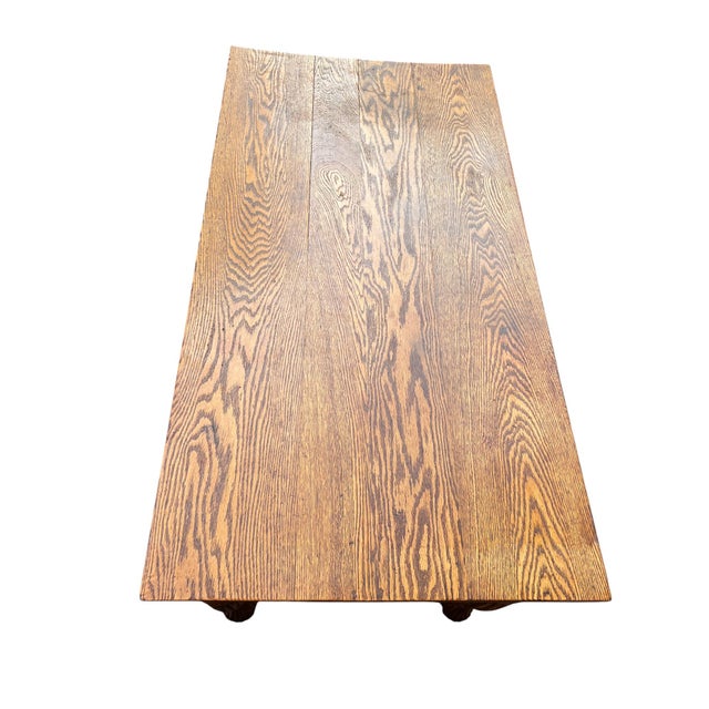 Antique 1900's Large Oak Library Table 2 Drawers For Sale - Image 14 of 17