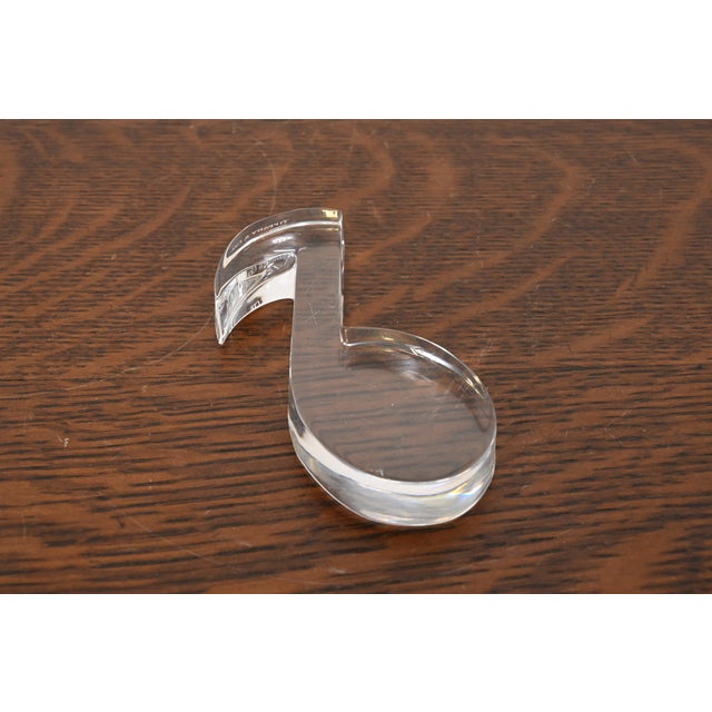 Transparent Tiffany & Co. Crystal Glass Musical Note Paperweight For Sale - Image 8 of 8