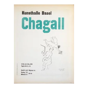 1959 Marc Chagall 'Kunsthalle Basel' Modernism White Lithograph