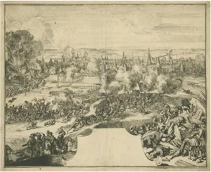 After Don Juan de Ledesma, Illustration of the Siege of Doornik Between the English and French Armies, 1680, Print