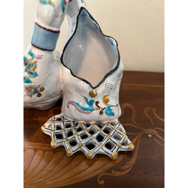 Early 20th Century French Faience Double Basket Form Hand Painted Planter For Sale In Boston - Image 6 of 9