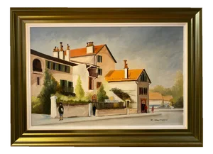 René Zwahlen, Place Petit Saconnex, Oil on Canvas, 1970s