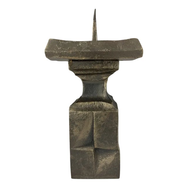 Brutalist Candlestick in Wrought Iron from Kunstschlosserei E. Weiland Basel For Sale