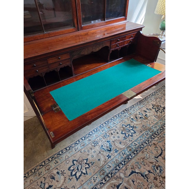 Georgian Mahogany Astragal Glazed Secretaire Bookcase on Swept Bracket Feet For Sale - Image 13 of 18
