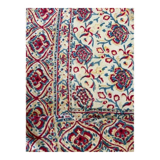 Persian Hand Block Printed Tablecloth Bedcover Fabric Rare 1970’s Vintage For Sale