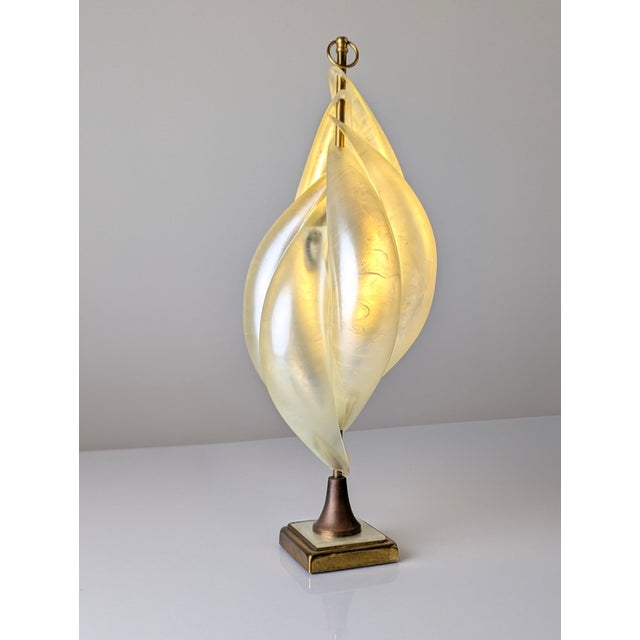 Hollywood Regency Canadian Opalescent Acrylic Glass Table Lamp by Maison Rougier, 1970s For Sale - Image 10 of 14