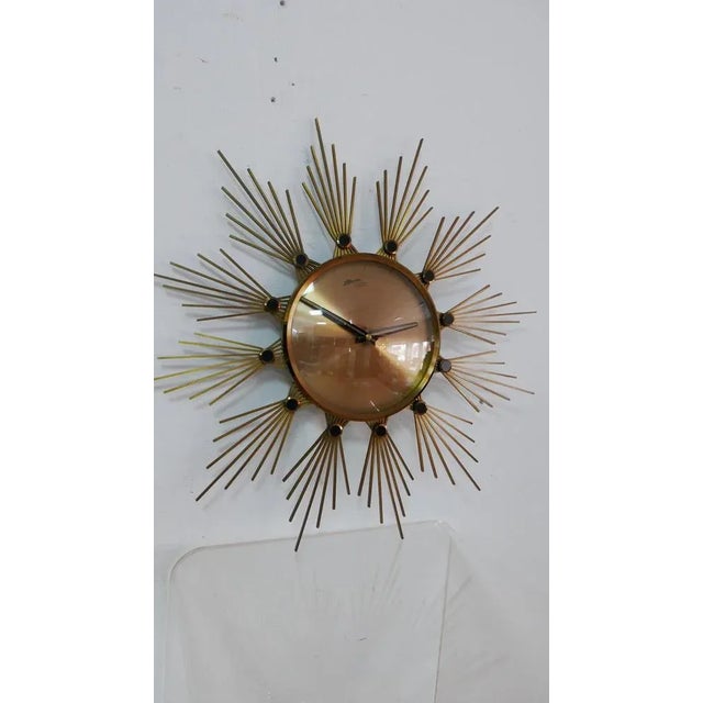 Brass Sunburst Wall Clock from Atlanta Electric, Germany, 1960s For Sale - Image 11 of 12