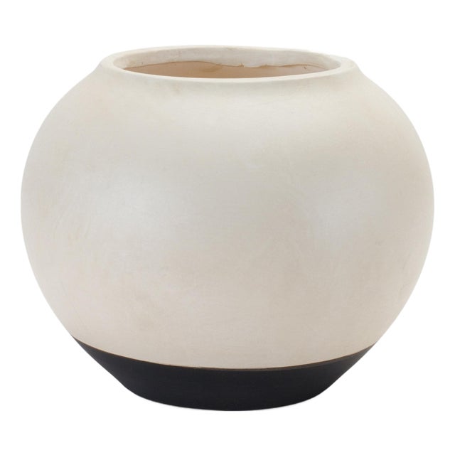 Two Tone Ceramic Vase 8.75"D For Sale
