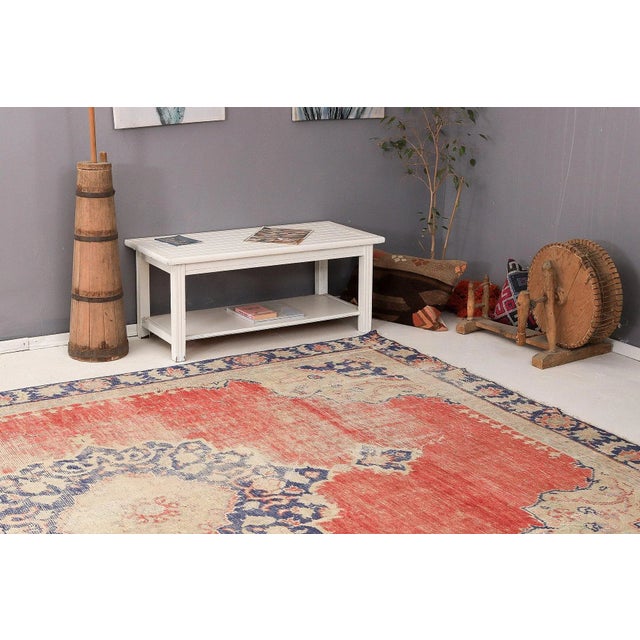 Mid 20th Century Distressed Large Vintage Oushak Rug For Sale In Los Angeles - Image 6 of 7