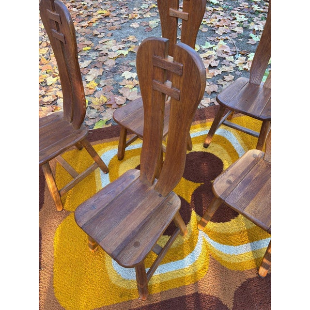 Brutalist Chair in Oak by De Puydt, 1960s For Sale - Image 4 of 14