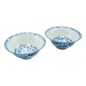 1900's Pair of Antique Blue and White Serving Bowls