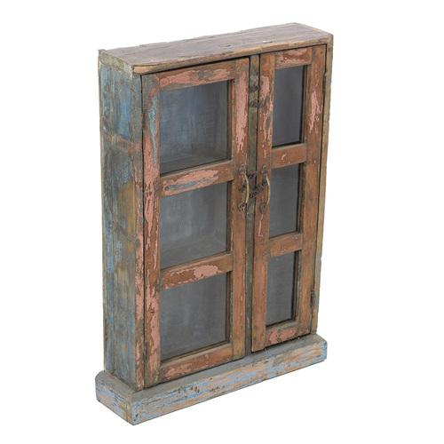 Showcase Cabinet in Patinated Solid Wood For Sale - Image 4 of 10
