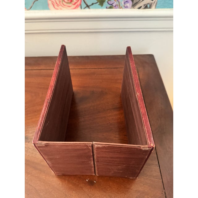 Red 20th Century Red Leather Brass Laurel Wreath Bookemds a Pair For Sale - Image 8 of 12