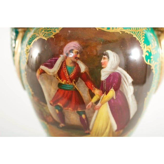 19th Century Gilt Porcelain / Brass Bass Table Lamps - a Pair For Sale - Image 11 of 13