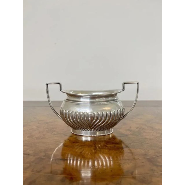 Stunning quality antique Edwardian three piece tea set having a quality antique Edwardian silver plated three piece tea...