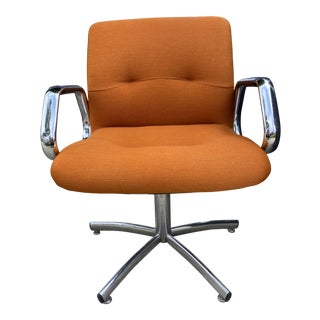 Mid-Century Modern Chrome Craft Office Chair in Orange For Sale