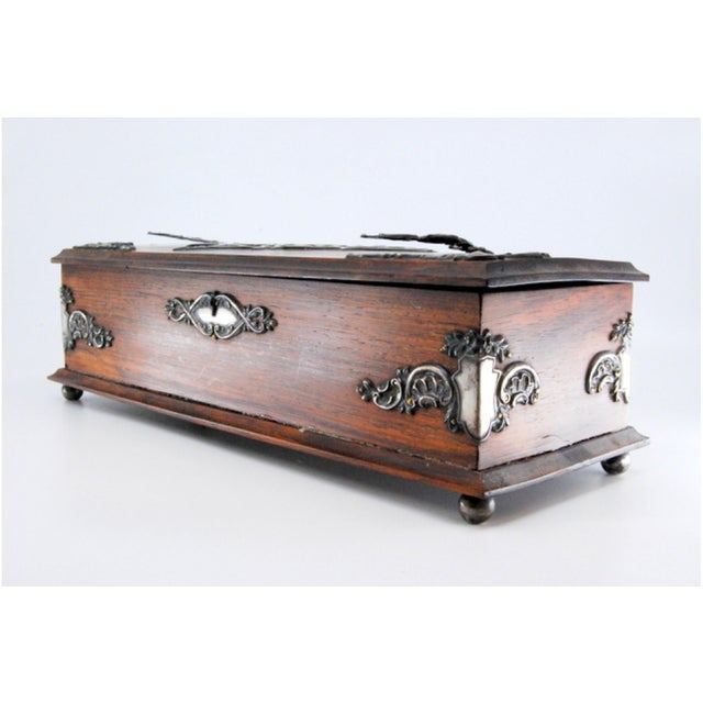 Wooden Glove Box with Silver Applications and My Gloves Engraving For Sale - Image 3 of 10