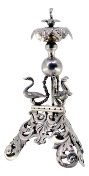 Silver Toothpick Holder with Swans