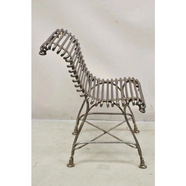 Antique Sauveur Arras French Wrought Cast Iron Spine Scrolling Garden Side Chair For Sale - Image 9 of 12