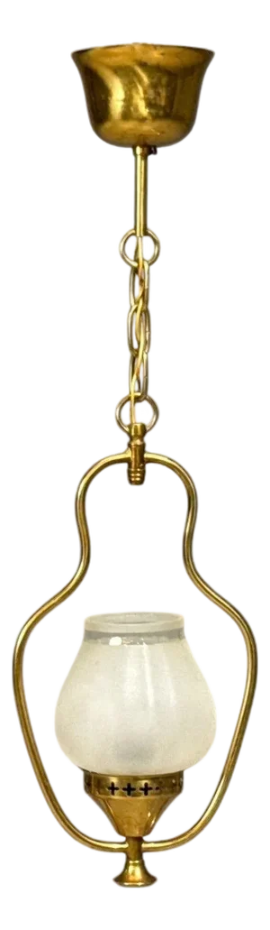 Swedish Modern, Pendant Light, Brass, Frosted Glass, Sweden, 1940s