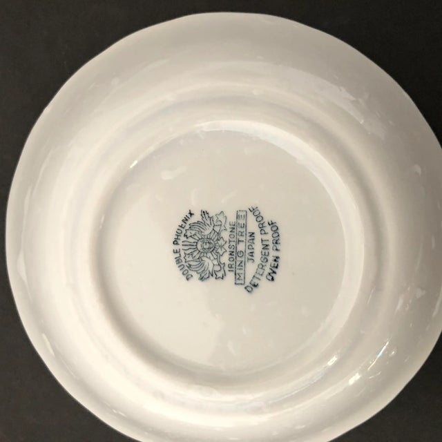 Vintage Blue & White Double Phoenix Ming Tree Dessert / Fruit Bowls S-4 For Sale - Image 4 of 5