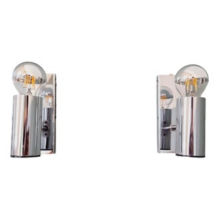 Tubular Wall Lights in Chrome Metal, 1970s, Set of 2 For Sale