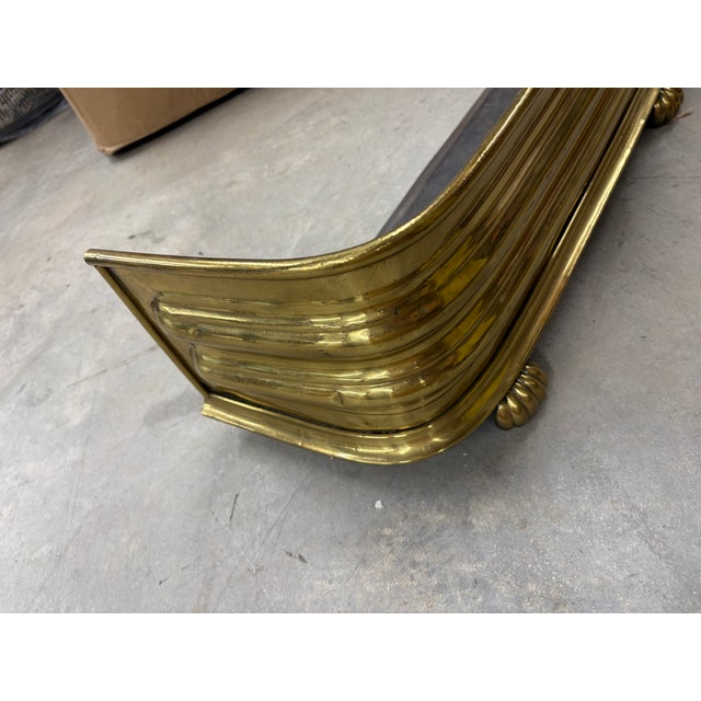 Traditional Antique Brass Regency Fireplace Fender For Sale - Image 3 of 11