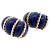 1960 Estate Blue Agate & 14k Gold Ribbed Earrings For Sale