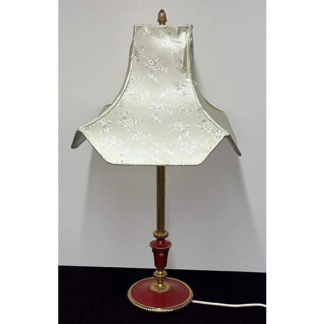 1960s Empire Brass Table Lamp with Fabric Shade from Unbekannt, 1960s For Sale - Image 5 of 11