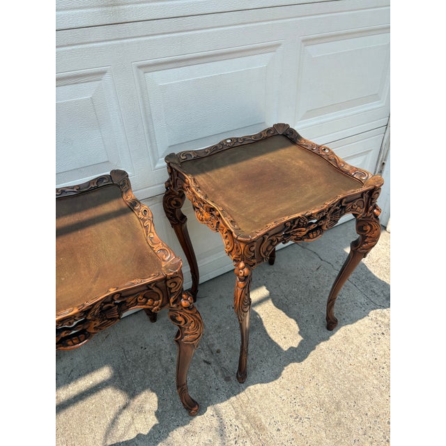 Pair of Spanish Revival Carved Walnut Side Tables, Bird Motif, Baroque Style For Sale - Image 12 of 12