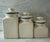 Set of 3 Vintage Ceramic Canisters With Hand Painted Quilted Star Pattern For Sale In Austin - Image 6 of 11