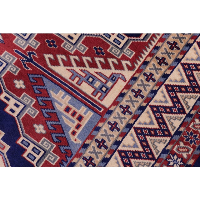 Rustic Shirwan Blue/Beige Wool Rug - 4'4''x5'11'' For Sale - Image 4 of 10
