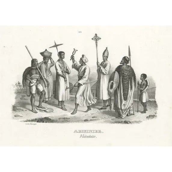 Honegger, Natives of Abyssinia, Ethiopia, Steel Engraved Print For Sale - Image 6 of 6