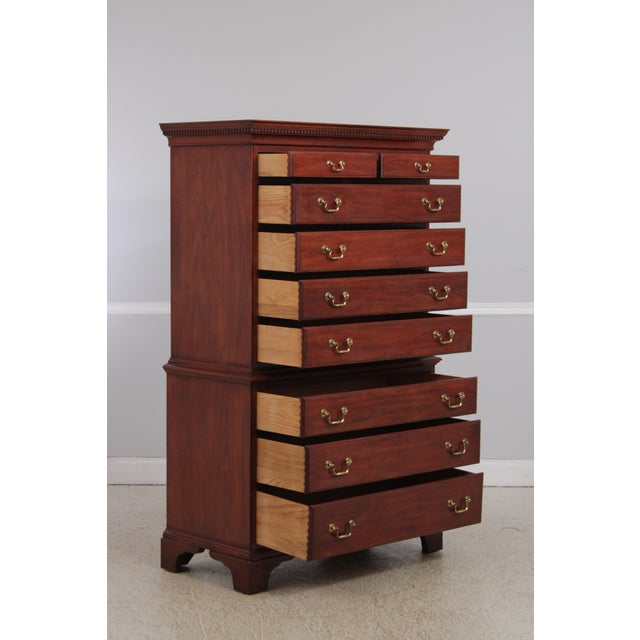 2000 - 2009 Henkel Harris Model 164 Cherry 9 Drawer Tall Chest on Chest For Sale - Image 5 of 15
