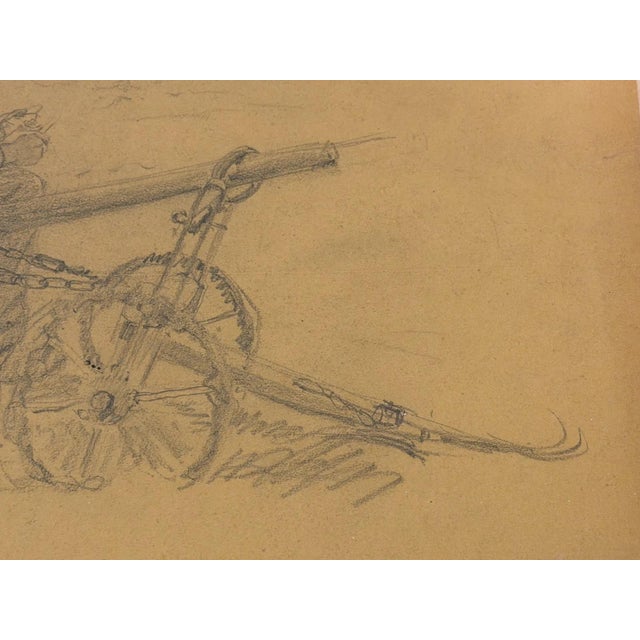 Piet Hein Eek Heinrich Pforr, Farmer at the Plow, Resting in the Field, Agriculture, 1920s, Pencil on Paper For Sale - Image 4 of 11